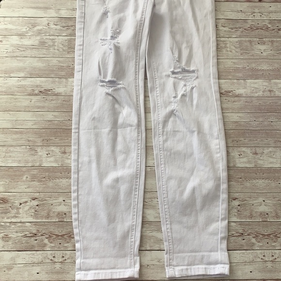 PinkBlush White Distressed Maternity Full Panel Skinny Jeans - Picture 5 of 9